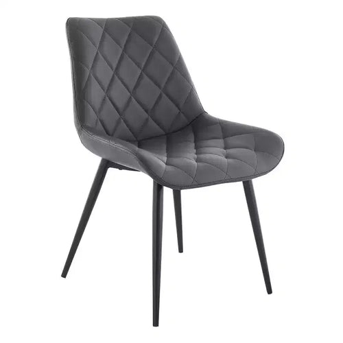 Armen Living, chaises de salle à manger Loralie en similicuir gris et métal noir - Lot de 2