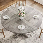 Table à manger ronde GustoWave 47, avec plateau en bois