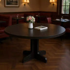 GustoWave 47 in Round Dining Table, with Wooden Tabletop