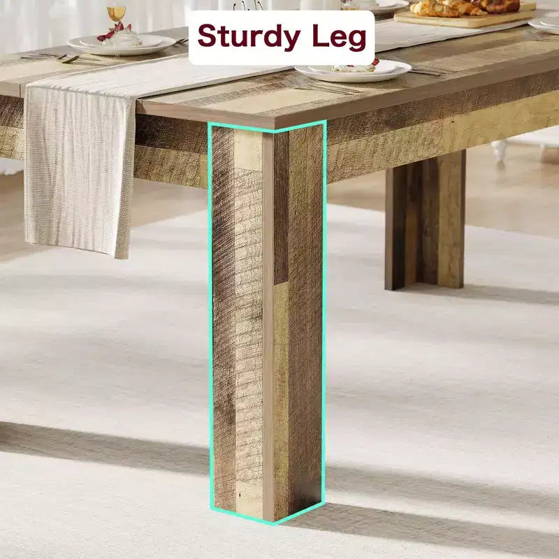 Table à manger de ferme GustoWave 63 en bois, pour 4-6 personnes, plateau standard