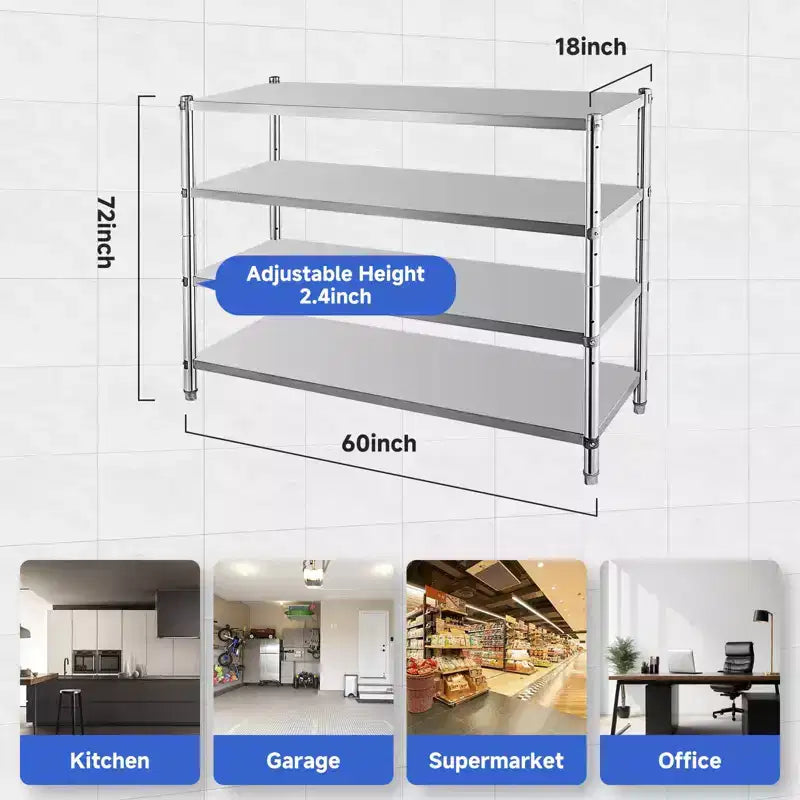 Étagères de rangement, 150 kg par étagère, unité de rayonnage métallique – Organisateur ajustable pour cuisine, garage, bureau, entrepôt