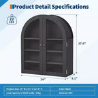 Meuble haut de salle de bain mural avec portes vitrées, organisateur de rangement à 4 niveaux en forme d'arche, armoire à pharmacie avec étagère réglable, 61 x 71 x 23 cm (l x H x P)