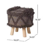 Tabouret GDFStudio Edene Boho en Tissu Fait Main avec Accents Métalliques