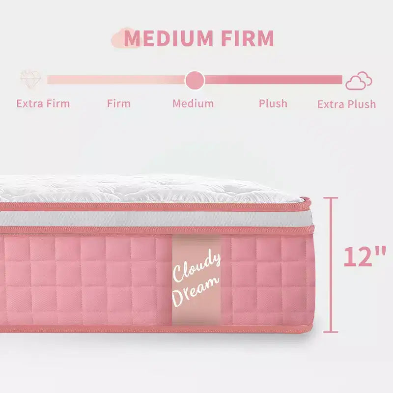 GDFStudio Cecil Matelas Hybride à Ressorts Ensachés Individuels avec Mousse à Mémoire de Forme et Housse Tricotée Rafraîchissante 12 po