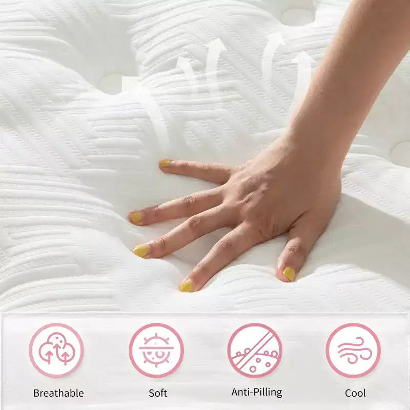 GDFStudio Cecil Matelas Hybride à Ressorts Ensachés Individuels avec Mousse à Mémoire de Forme et Housse Tricotée Rafraîchissante 12 po