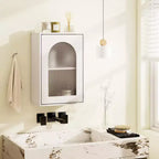 Meuble Mural de Salle de Bain Costway Armoire à Pharmacie avec Porte en Verre Trempé et Étagère Réglable Blanc/Noir/Marron/Gris/Naturel
