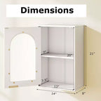 Meuble Mural de Salle de Bain Costway Armoire à Pharmacie avec Porte en Verre Trempé et Étagère Réglable Blanc/Noir/Marron/Gris/Naturel