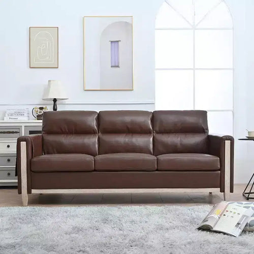 Canapé 3 places Acekool moderne rembourré, petite causeuse avec poche latérale, cadre en bois, pour salon, chambre, bureau, gris