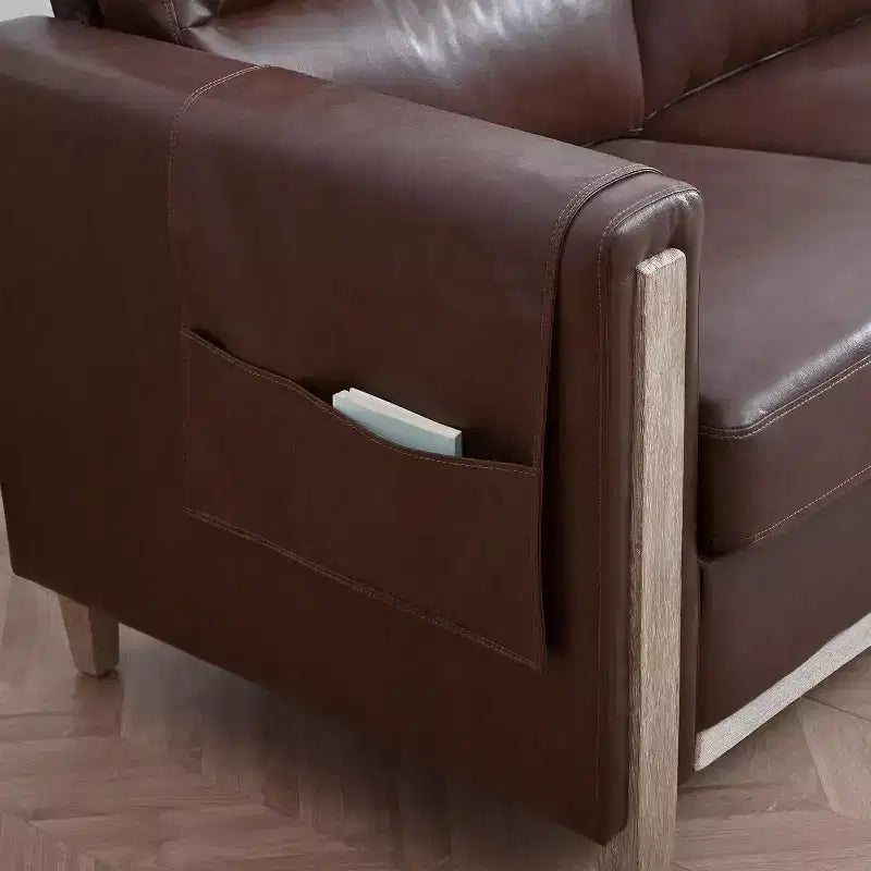 Canapé 3 places Acekool moderne rembourré, petite causeuse avec poche latérale, cadre en bois, pour salon, chambre, bureau, gris