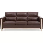 Acekool Modern Upholstered 3-Seater Sofa, Loveseat with Side Pocket, Wood Frame, for Living Room, Bedroom, Office, Gray