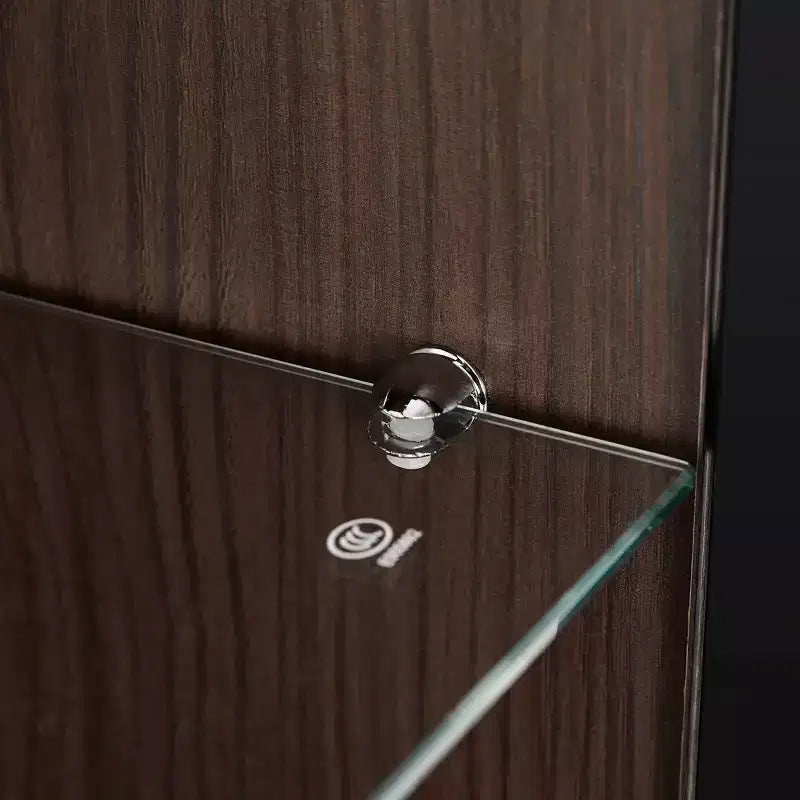 Okak Bahut autoportant avec porte vitrée et LED, vitrine 4 étagères avec 2 tiroirs pour salon cuisine