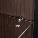 Okak Bahut autoportant avec porte vitrée et LED, vitrine 4 étagères avec 2 tiroirs pour salon cuisine