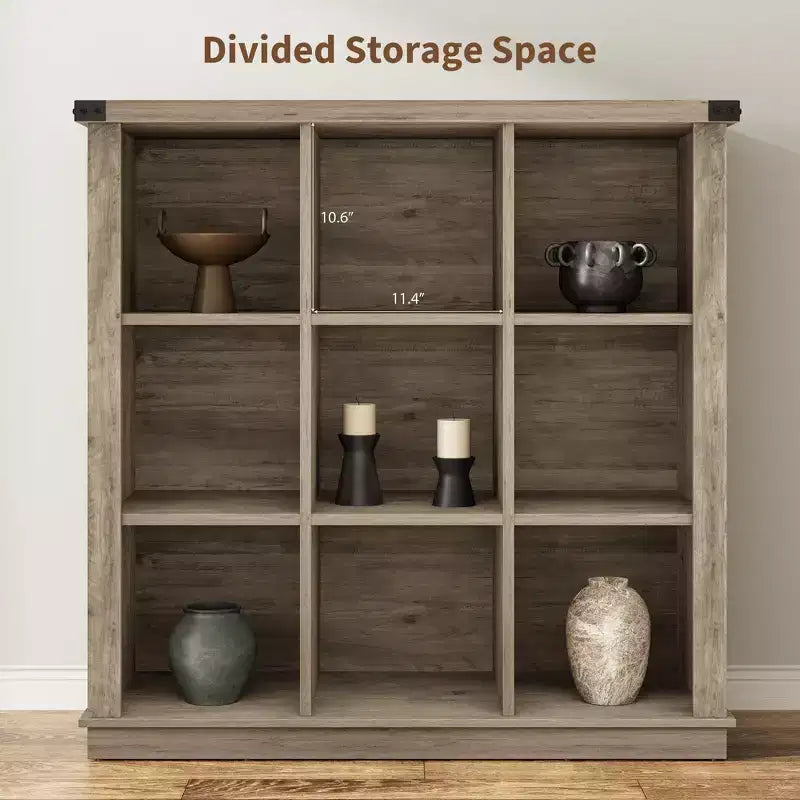 Bibliothèque de rangement 9 cubes, étagère horizontale de style ferme à 4 niveaux, bibliothèque de rangement en bois de 95 cm