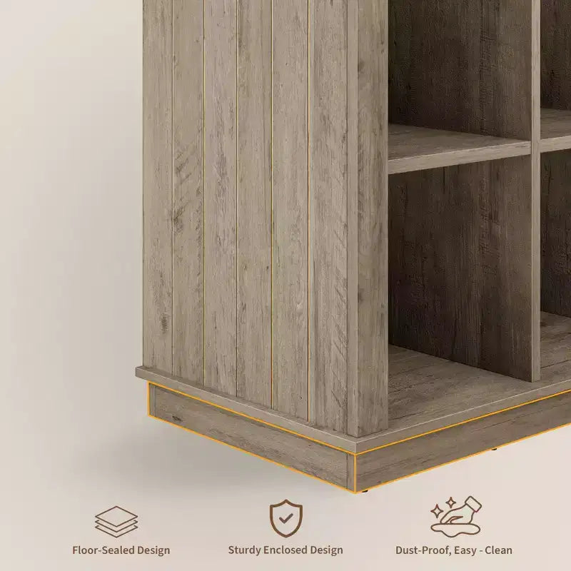 Bibliothèque de rangement 9 cubes, étagère horizontale de style ferme à 4 niveaux, bibliothèque de rangement en bois de 95 cm