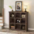 Bibliothèque de rangement 9 cubes, étagère horizontale de style ferme à 4 niveaux, bibliothèque de rangement en bois de 95 cm