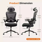 Chaise de bureau Bestier avec support lombaire et appui-tête réglables, chaise d'ordinateur en maille confortable avec accoudoirs relevables souples, chaise de jeu à hauteur réglable