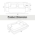Canapé de sol moderne avec 4 oreillers, canapé futon en tissu peluche, matelas pliant en mousse haute densité pour salon