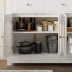 Buffet de ferme de 55 pouces avec rangement, grand buffet de cuisine étroit en bois avec 3 tiroirs et 4 portes pour bar à café