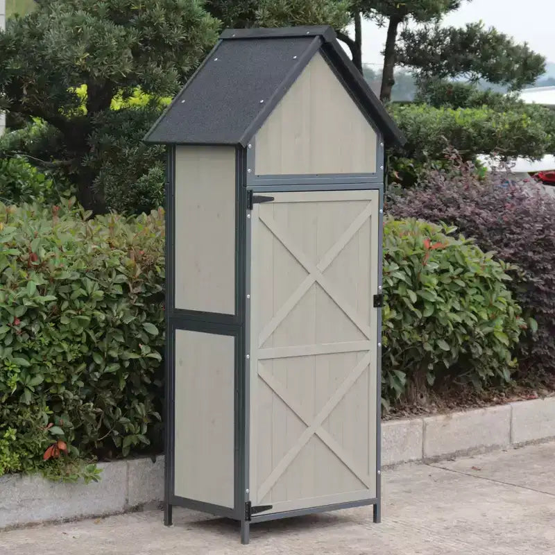 Abris de jardin, abris de rangement verticaux, abris de jardin en bois avec cadre métallique, grand abri de rangement
