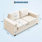Canapé Cloud, Canapé capitonné surdimensionné 178 cm avec ports USB - Aucun assemblage requis, Assise profonde pour salon ou bureau