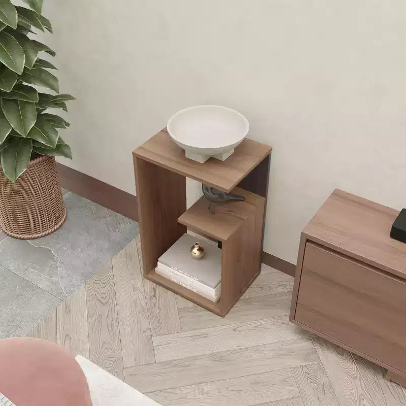 Console MAYEERTY en mélaminé avec rangement ouvert Wengé 1 pièce