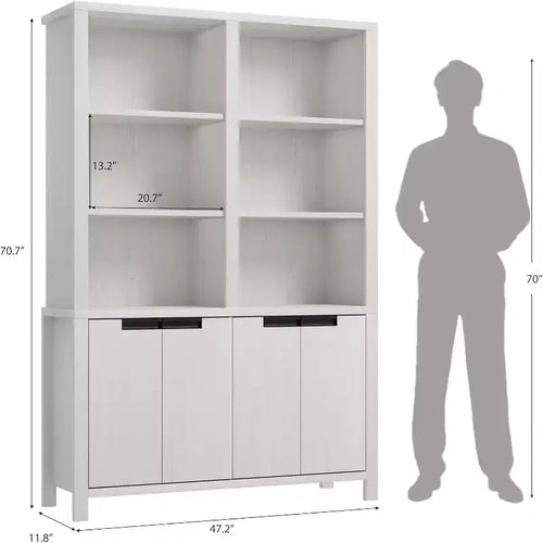 Bibliothèque de Ferme 71, Étagère Vintage avec Armoire de Rangement et Étagère Réglable, Bibliothèque Rustique pour Salon, Bureau, Bibliothèque