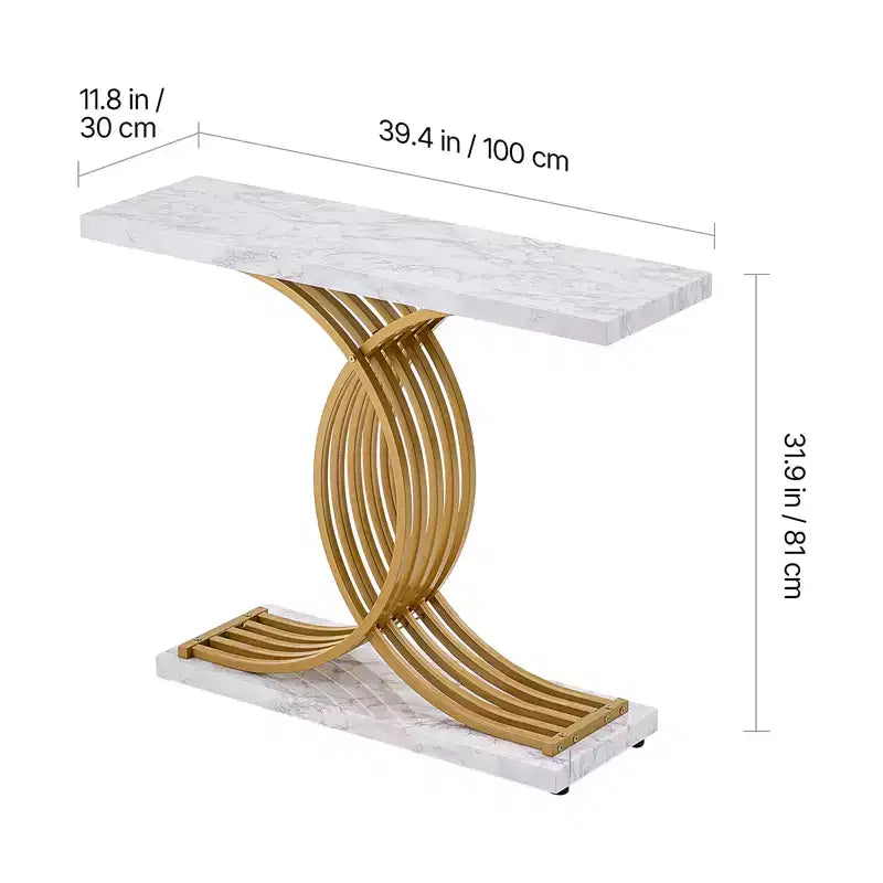 VEVOR Table console étroite, 100 cm, derrière le canapé, table d'entrée longue à 1 niveau et table de couloir étroite, table de canapé étroite, blanc