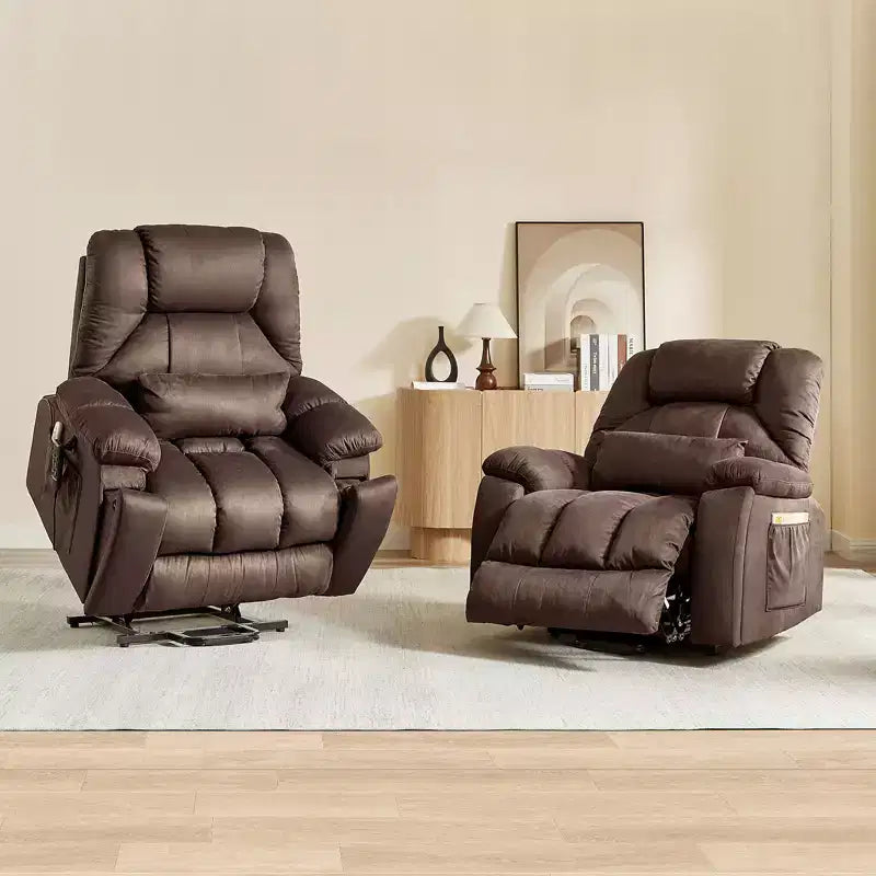 Fauteuil inclinable motorisé Bestier 40.1 W en microsuède surdimensionné avec double moteur, massage et chauffage