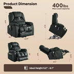Fauteuil inclinable motorisé Bestier 40.1 W en microsuède surdimensionné avec double moteur, massage et chauffage