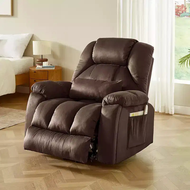Fauteuil inclinable motorisé Bestier 40.1 W en microsuède surdimensionné avec double moteur, massage et chauffage