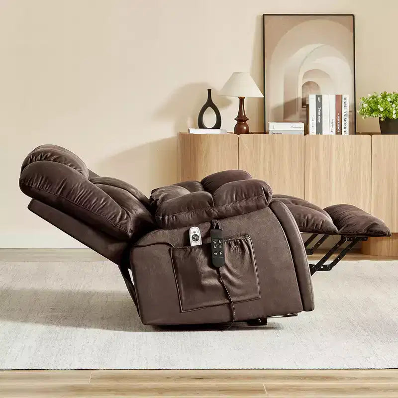 Fauteuil inclinable motorisé Bestier 40.1 W en microsuède surdimensionné avec double moteur, massage et chauffage