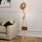 Porte-manteau sur pied Bekrvio avec 8 crochets feuilles, cintre réglable en hauteur (3 tailles) pour vestes/chapeaux - entrée, coin, chambre