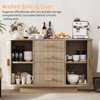 47 Buffet en cannage moderne pour cuisine avec rangement, meuble de bar à café avec portes