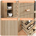 47 Buffet en cannage moderne pour cuisine avec rangement, meuble de bar à café avec portes