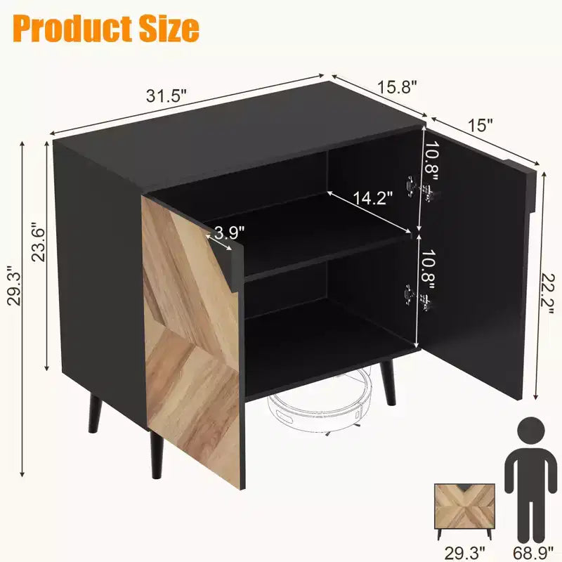 Buffet de rangement autoportant moderne, Meuble d'appoint avec portes, Buffet en bois avec rangement pour salle à manger