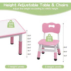Table et 6 Chaises pour Enfants - Table d'Activités et de Repas à Hauteur Réglable pour Tout-Petits de 3 à 10 Ans, 136 kg