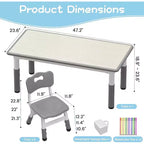 Table et 6 Chaises pour Enfants - Table d'Activités et de Repas à Hauteur Réglable pour Tout-Petits de 3 à 10 Ans, 136 kg