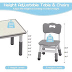 Table et 6 Chaises pour Enfants - Table d'Activités et de Repas à Hauteur Réglable pour Tout-Petits de 3 à 10 Ans, 136 kg