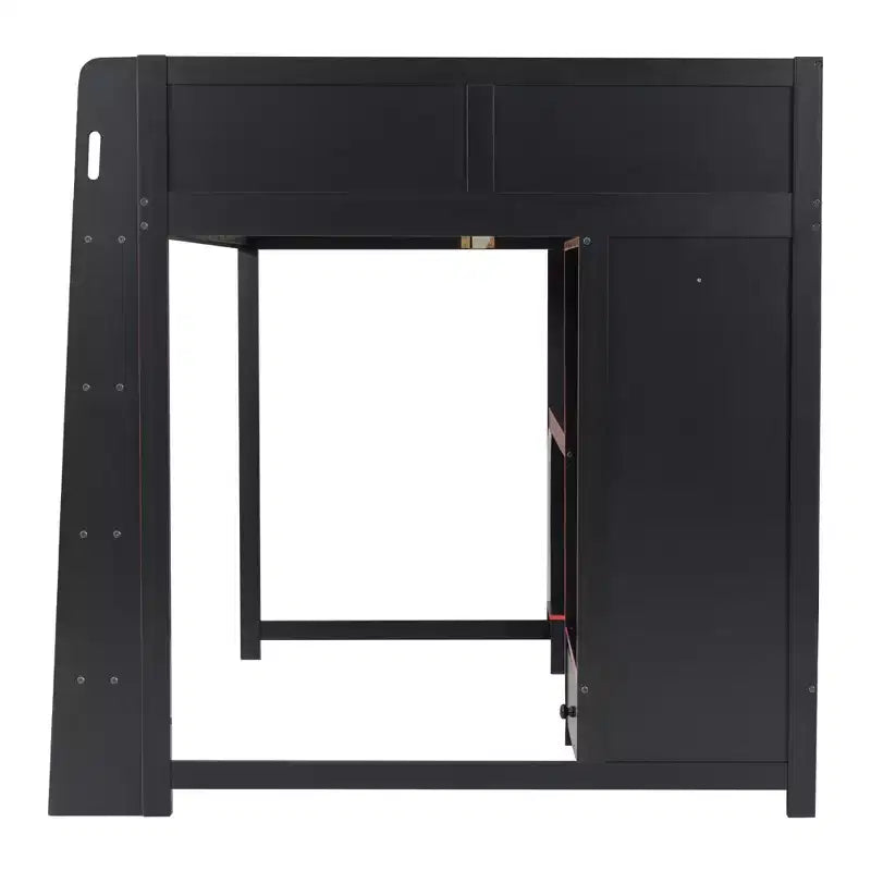 Lit mezzanine moderne en bois GDFStudio Opal avec bureau intégré, armoire, LED et 1 tiroir