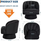 Fauteuil pivotant - Fauteuil moderne rembourré en velours Teddy Bear avec dossier rayé et rembourrage moelleux, pour salon, chambre à coucher