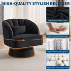 Fauteuil pivotant - Fauteuil moderne rembourré en velours Teddy Bear avec dossier rayé et rembourrage moelleux, pour salon, chambre à coucher