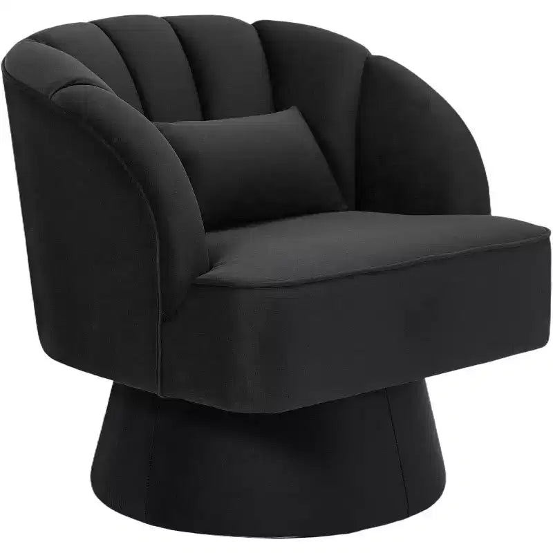Fauteuil pivotant - Fauteuil moderne rembourré en velours Teddy Bear avec dossier rayé et rembourrage moelleux, pour salon, chambre à coucher