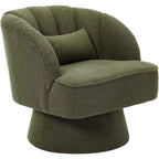 Fauteuil pivotant - Fauteuil moderne rembourré en velours Teddy Bear avec dossier rayé et rembourrage moelleux, pour salon, chambre à coucher