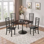 MAYEERTY Chaises de salle à manger en métal, lot de 4, pieds en acier et sièges en cuir PU, dossier haut sans accoudoirs, pour salon et cuisine, noir