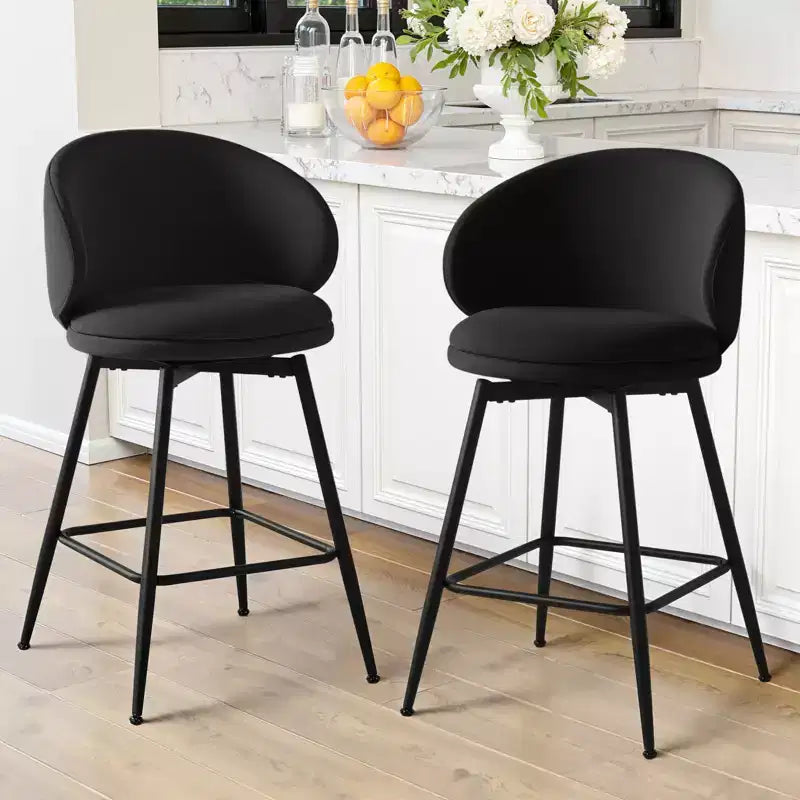 Bekrvio 30 Tabourets de bar pivotants de 2/3/4, Tabourets de bar modernes en velours avec dossier incurvé et structure métallique, Chaises de bar pour îlot de cuisine, Pub à domicile
