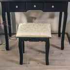 Coiffeuse moderne avec miroir LED, 5 tiroirs de rangement, tabouret moelleux, conception convertible, assemblage rapide