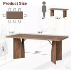 Table à manger de ferme de 180 cm - 6 places, table rectangulaire en bois massif pour cuisine et salle à manger