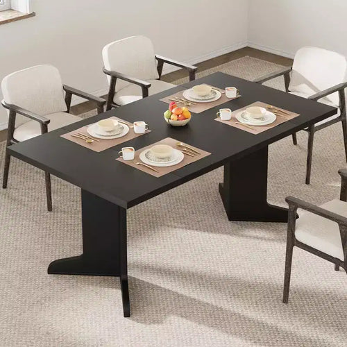 71 Modern Dining Table - Seats 6-8 with Unique Wooden Legs for Kitchen & Dining Room