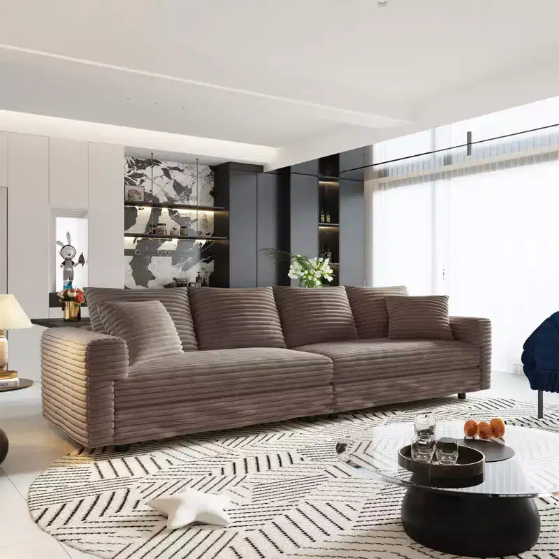 MAYEERTY Canapé moderne confortable rembourré Cloud Deep Seat avec oreillers moelleux pour salon, chambre, bureau, marron