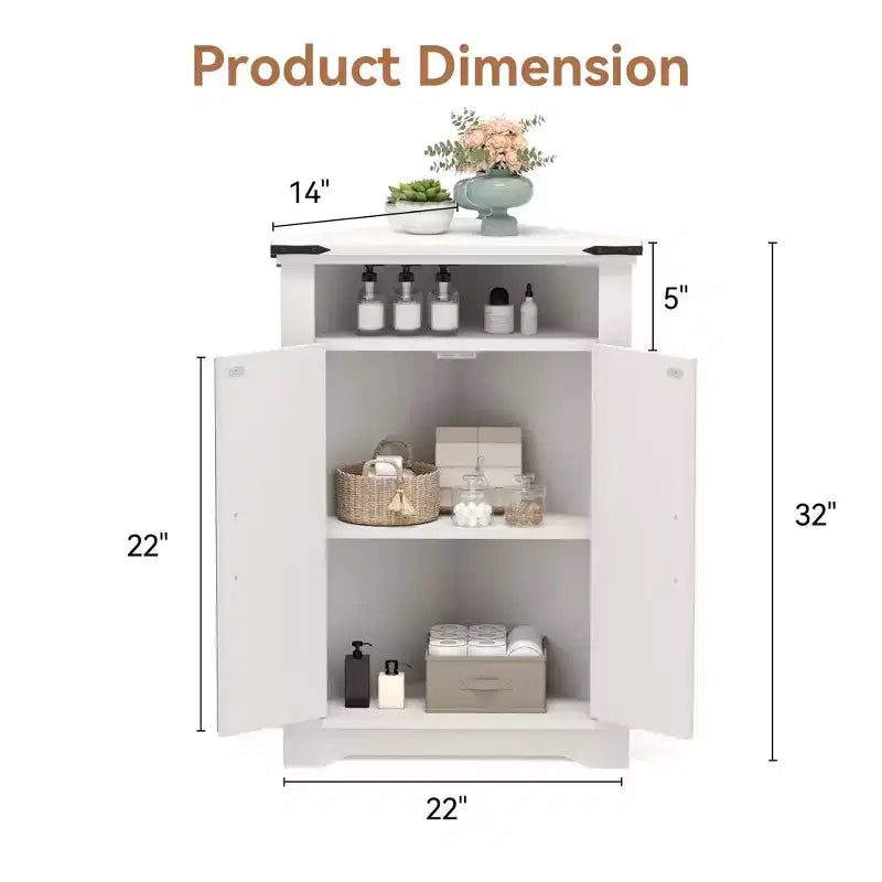 Meuble d'angle de salle de bain GustoWave, petit meuble d'angle avec portes coulissantes et étagère réglable, table de salle de bain de style ferme avec rangement pour petits espaces